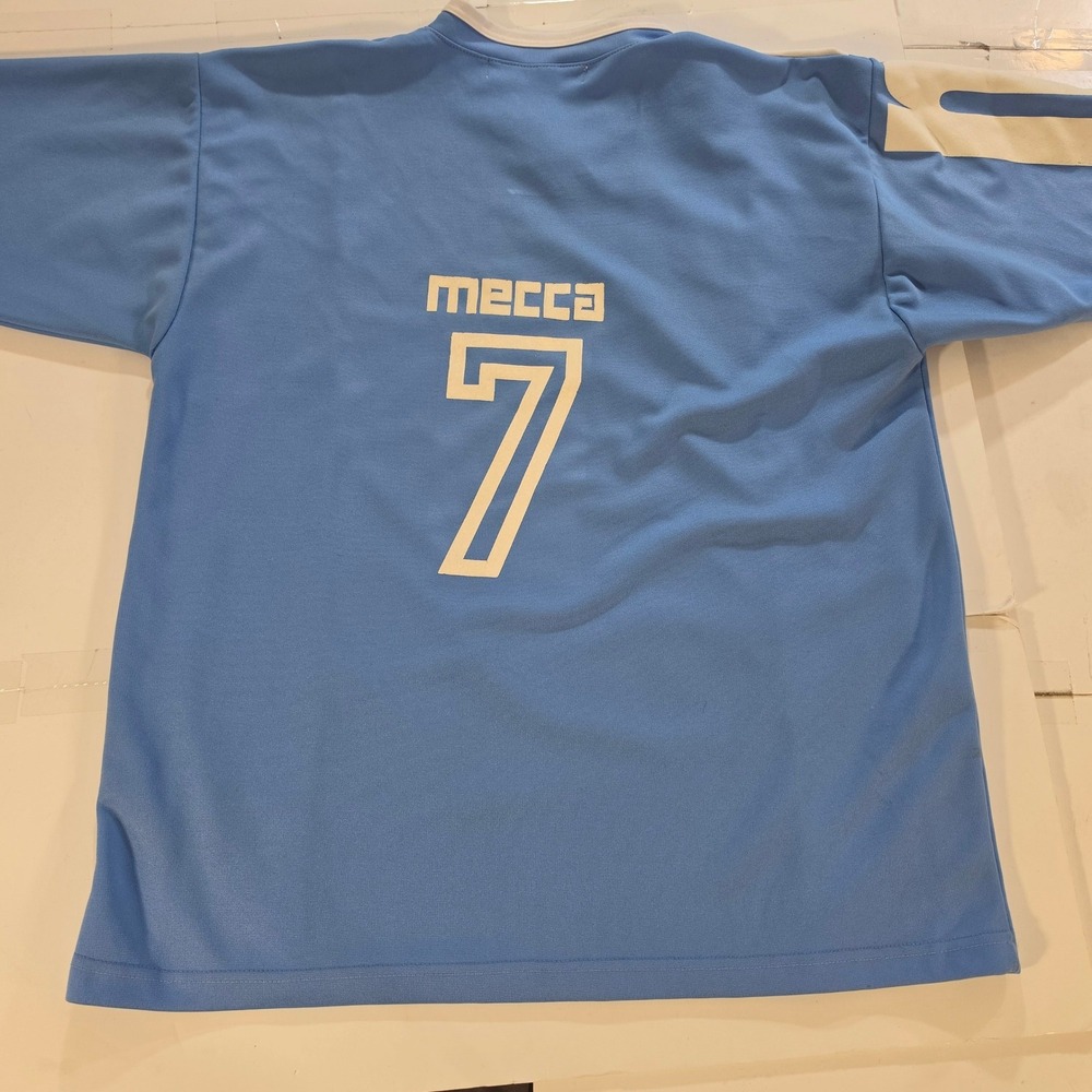 Vintage Mecca USA Jersey Light Blue White Graphic Hip Hop Streetwear Mens XL - Picture 5 of 8